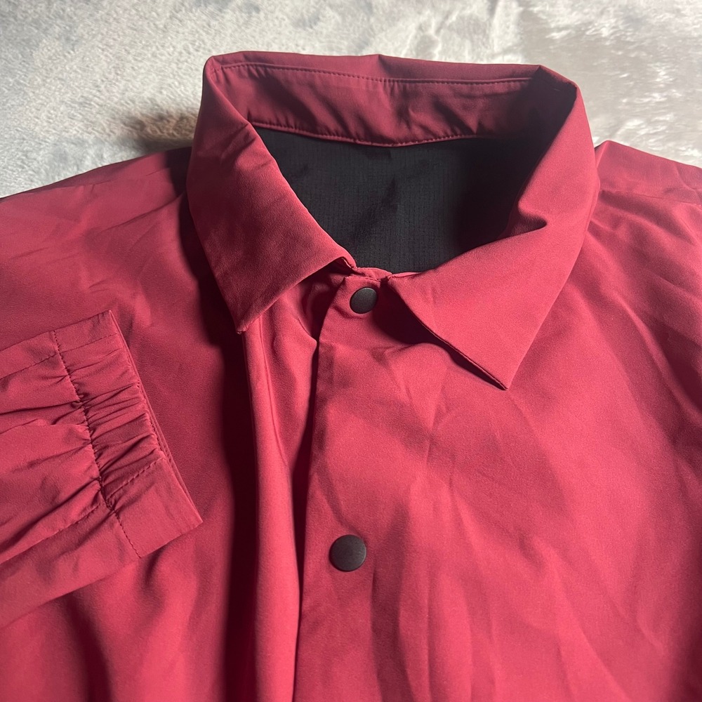 Lululemon Men XL Coaches Jacket Red Snap Front Lightweight M3BLMS